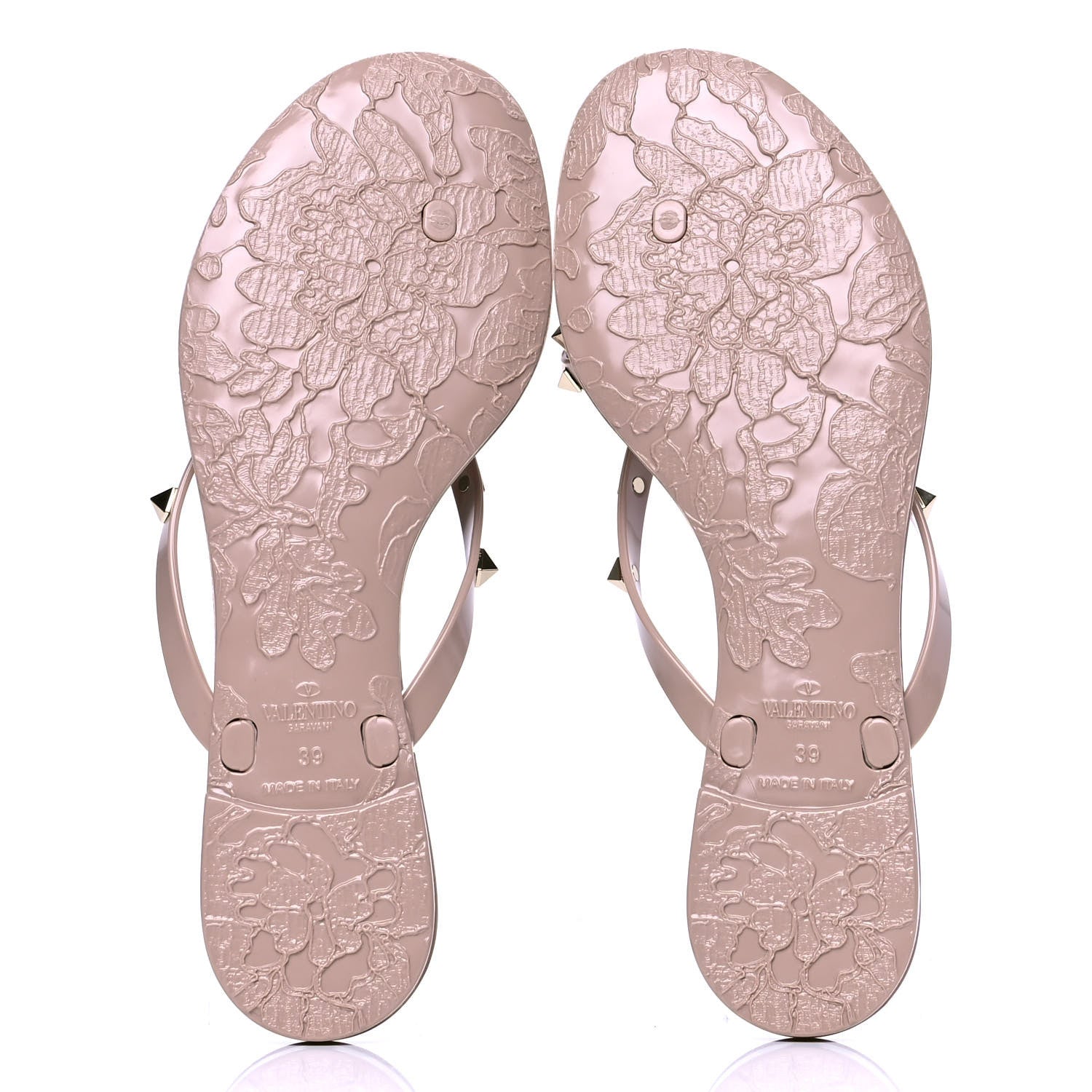 Valentino Garavani PVC Jelly Rockstud Bow Thong Sandals 39 Poudre 4 of 4