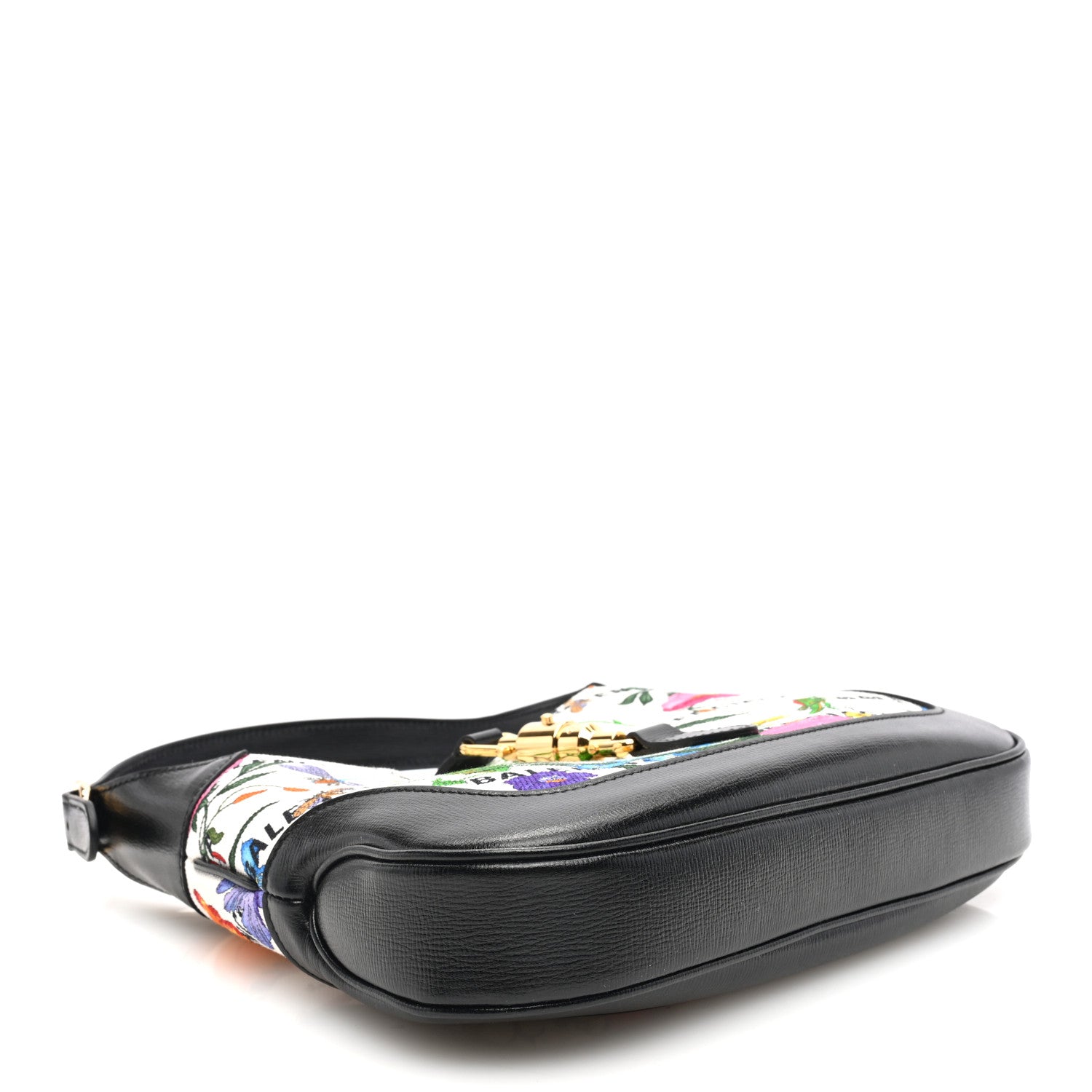 Gucci X BALENCIAGA Canvas Boarded Pluton Calfskin Flora Logo Print Small Jackie 1961 Hobo White Multicolor Black 4 of 10