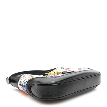 Gucci X BALENCIAGA Canvas Boarded Pluton Calfskin Flora Logo Print Small Jackie 1961 Hobo White Multicolor Black 4 of 10