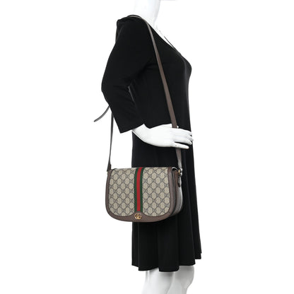 Gucci GG Supreme Monogram Web Small Ophidia Flap Messenger Bag Brown 2 of 17