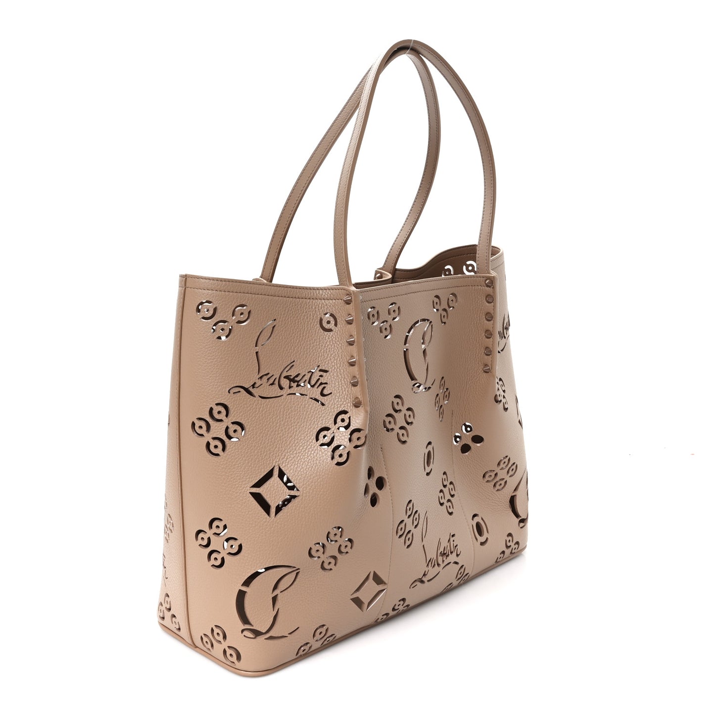 Calfskin Perforated Loubinthesky Large Cabarock Spikes Tote Roca