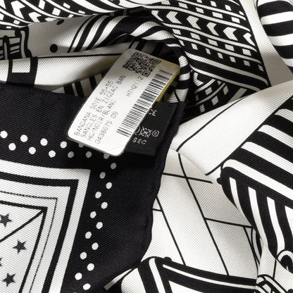 Hermes Silk Sangles En ZigZag Bandana Scarf 55 Black White 4 of 4