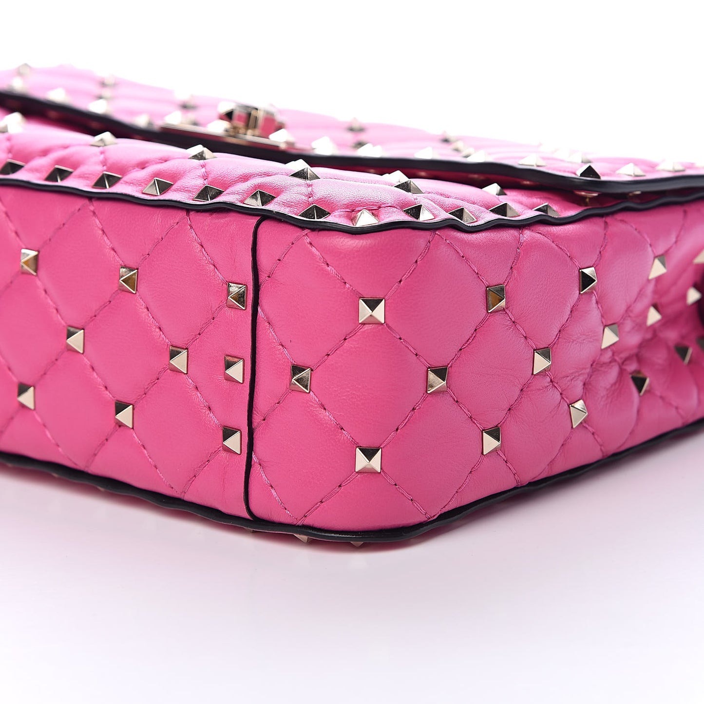 Nappa Medium Rockstud Spike Shoulder Bag Pink Orchid