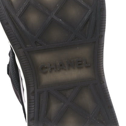 Chanel Fabric Suede CC Sneakers 38 Black Dark Grey 6 of 10