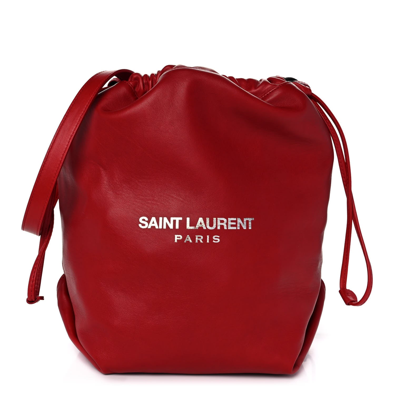 Saint Laurent Lambskin Teddy Drawstring Bag Eros Red 4 of 16