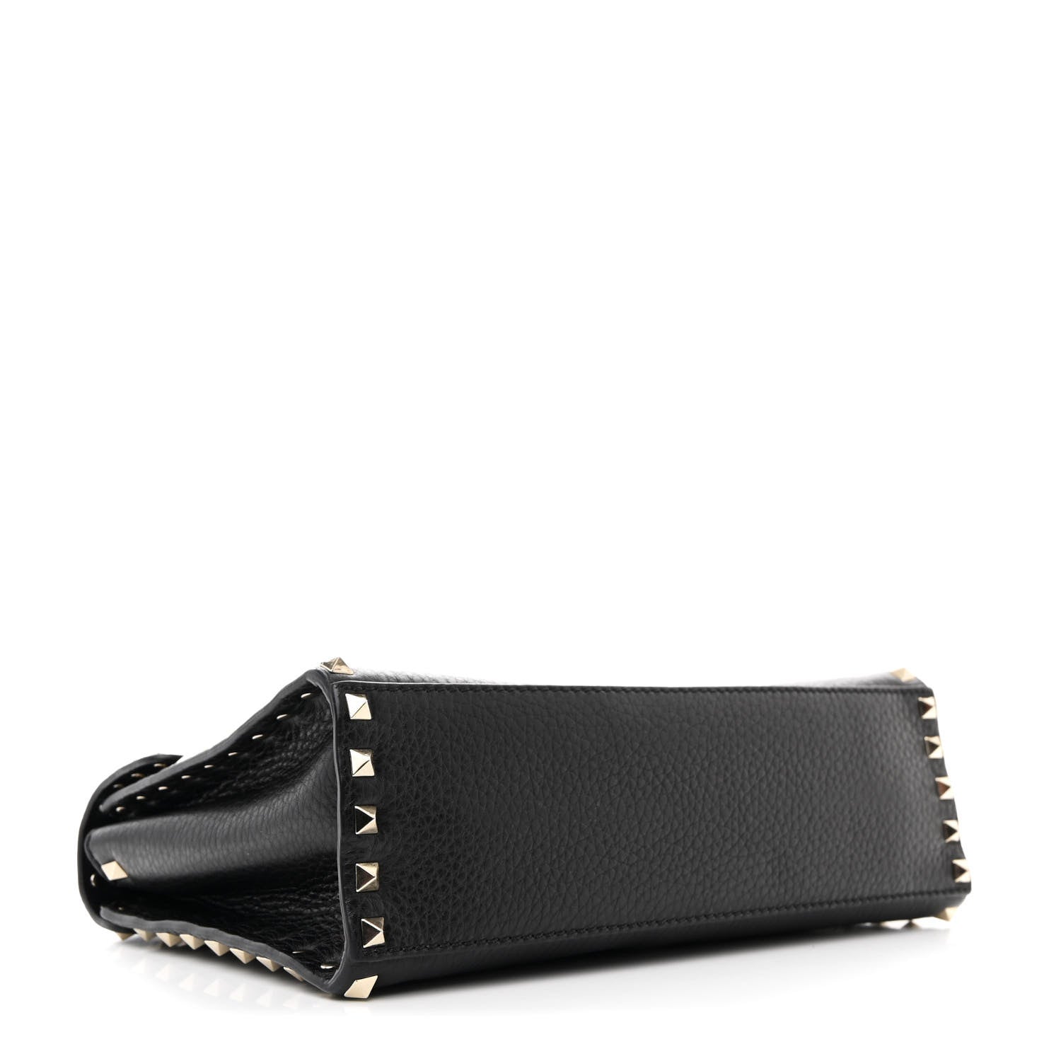 Valentino Garavani Pebbled Calfskin Rockstud Flip Lock Top Handle Bag Black 4 of 11
