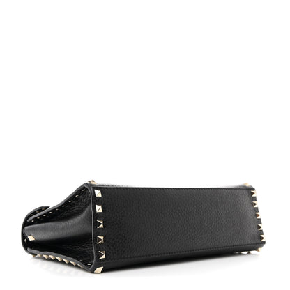 Valentino Garavani Pebbled Calfskin Rockstud Flip Lock Top Handle Bag Black 4 of 11