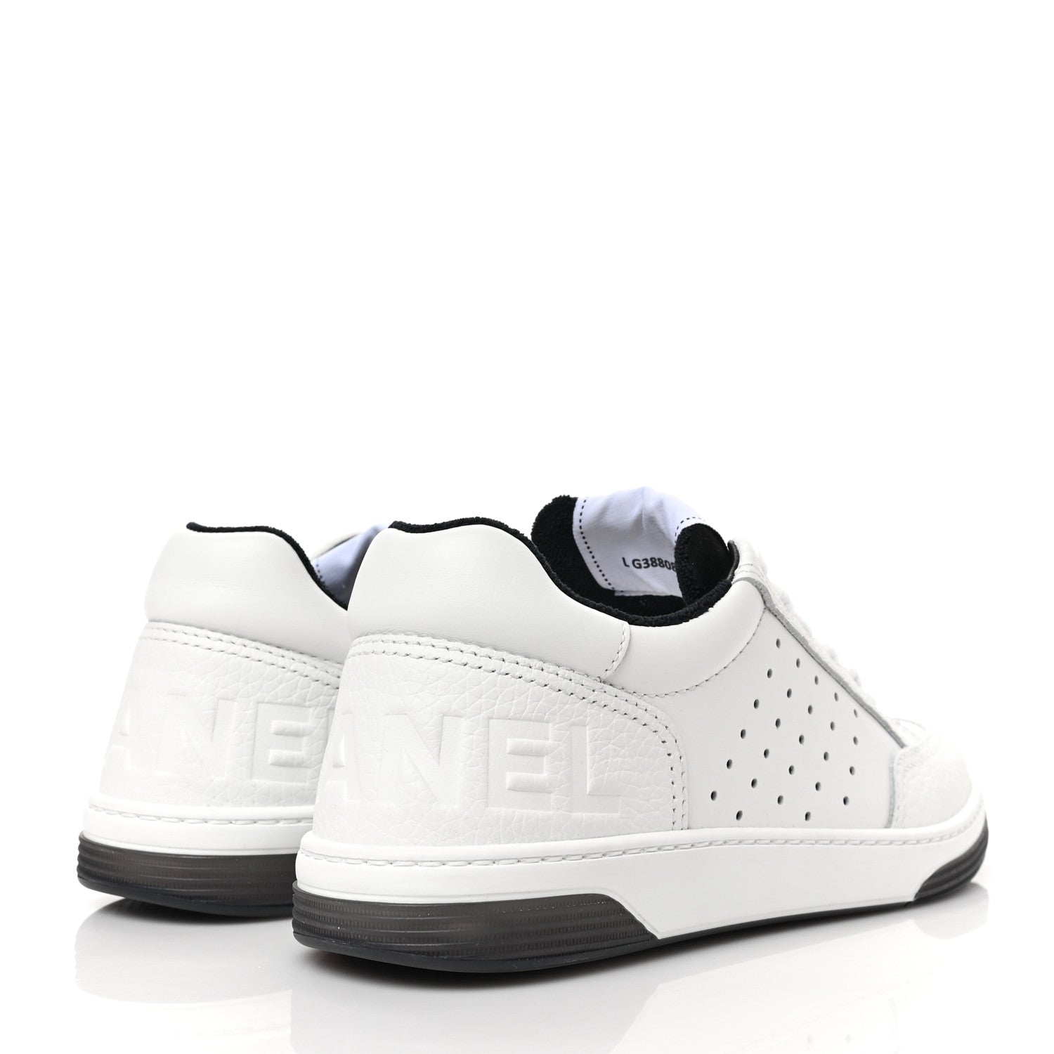 Chanel Grained Calfskin Fabric Womens Logo Sneakers 39 White Black 4 of 8