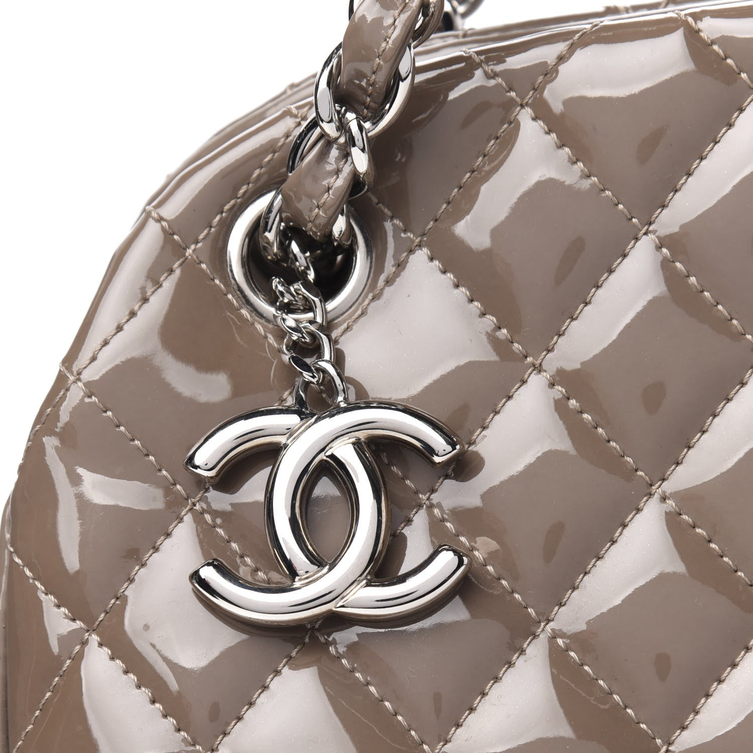 Chanel Patent Quilted Large Just Mademoiselle Bowling Bag Gris Fonce 10 of 11