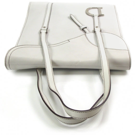 Leather Charm Tote White