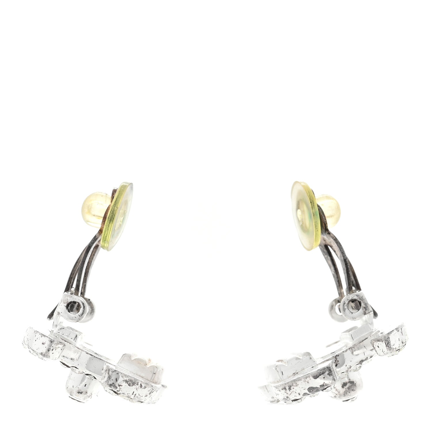 Chanel Crystal CC Turnlock Clip On Earrings Silver 3 of 5
