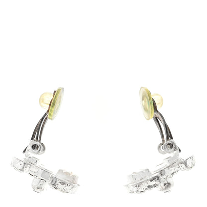 Chanel Crystal CC Turnlock Clip On Earrings Silver 3 of 5