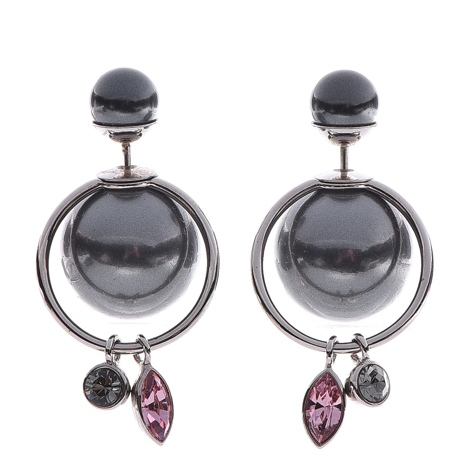 Christian Dior Pearl Crystal Mise En Dior Tribal Dangle Earrings Pink Grey 1 of 4