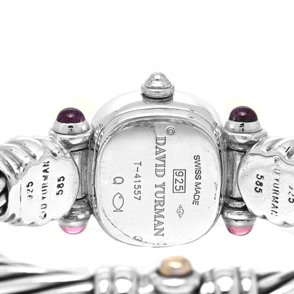 David Yurman Sterling Silver Diamond Bezel Pink Mother of Pearl Pink Tourmaline 21mm Classic Cable Quartz Watch 4 of 5