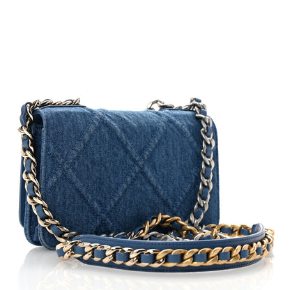 Chanel Denim Quilted Chanel 19 Wallet On Chain WOC Blue 3 of 11