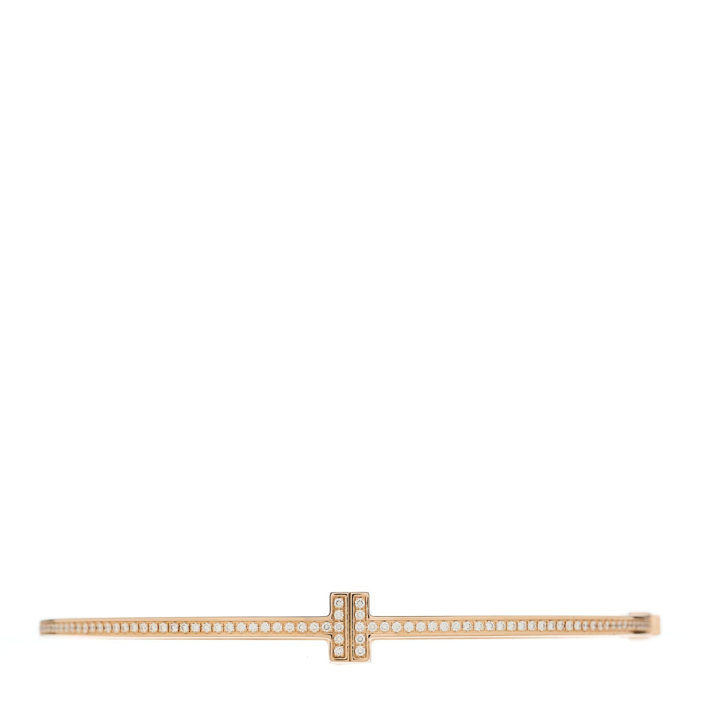 18K Rose Gold Diamond T Hinged Wire Bangle Bracelet