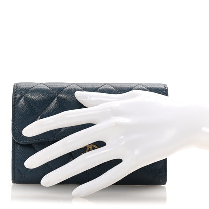 Chanel Caviar Quilted Medium Flap Wallet Dark Blue 2 of 13