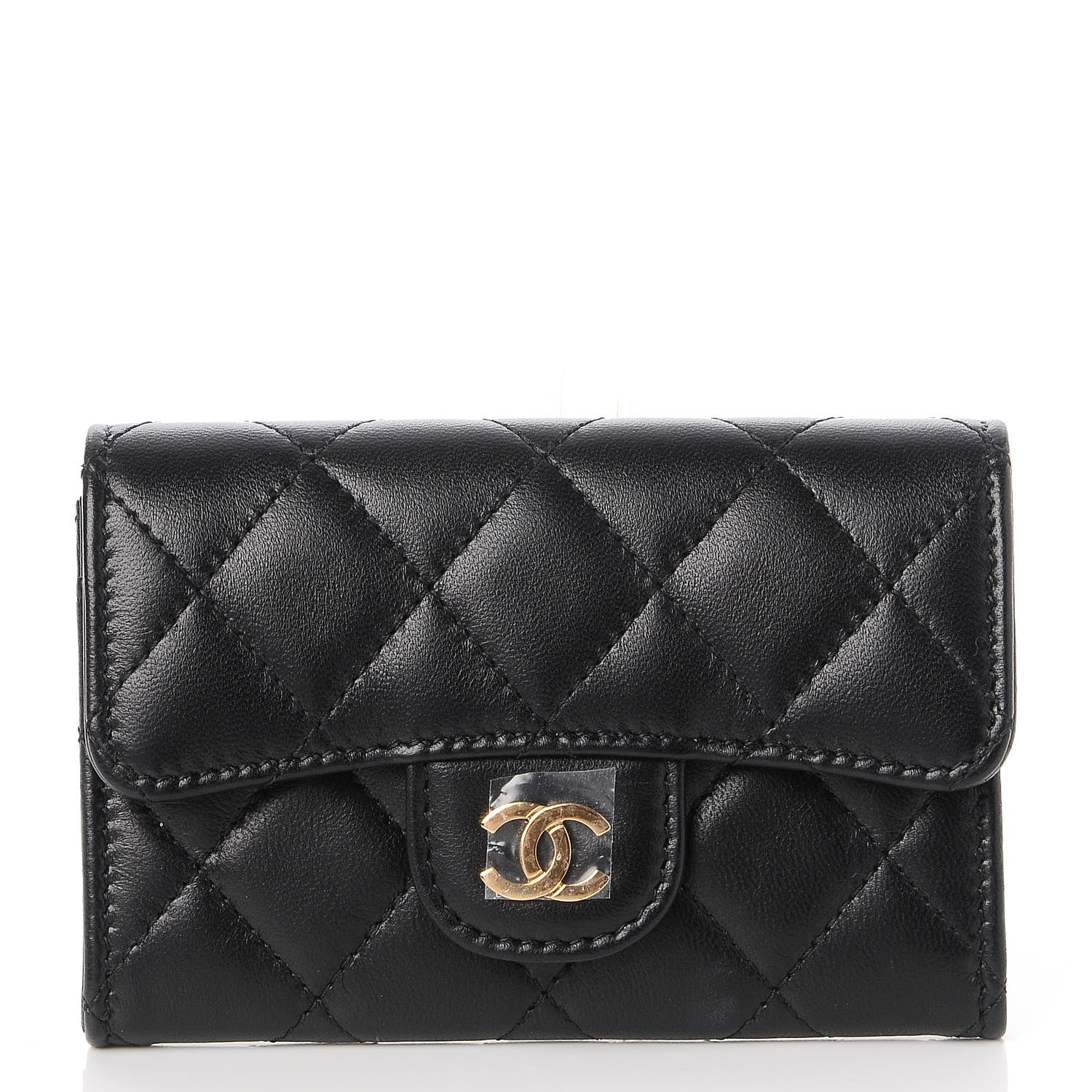 Chanel Lambskin Quilted Flap Card Holder Black 1 of 8