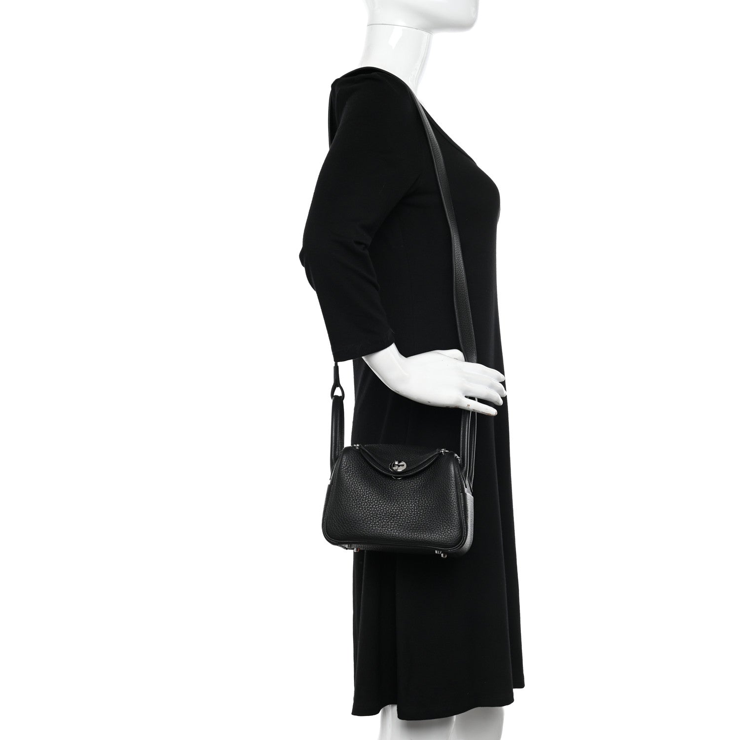 Hermes Taurillon Clemence Mini Lindy 20 Black 2 of 12