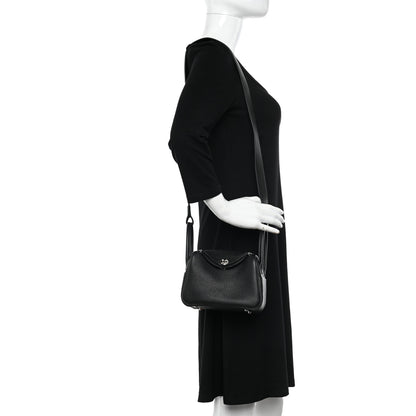 Hermes Taurillon Clemence Mini Lindy 20 Black 2 of 12