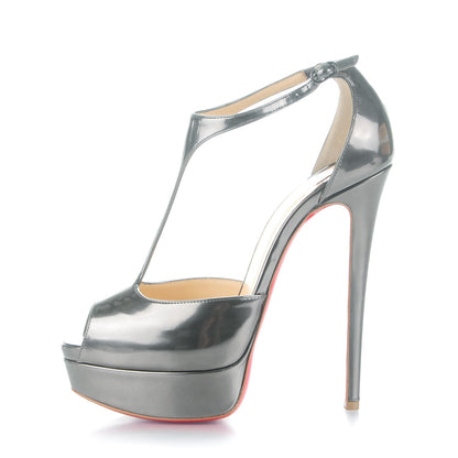 Christian Louboutin Metallic Patent Jilopa 150 Pumps 37.5 Anthracite 1 of 7