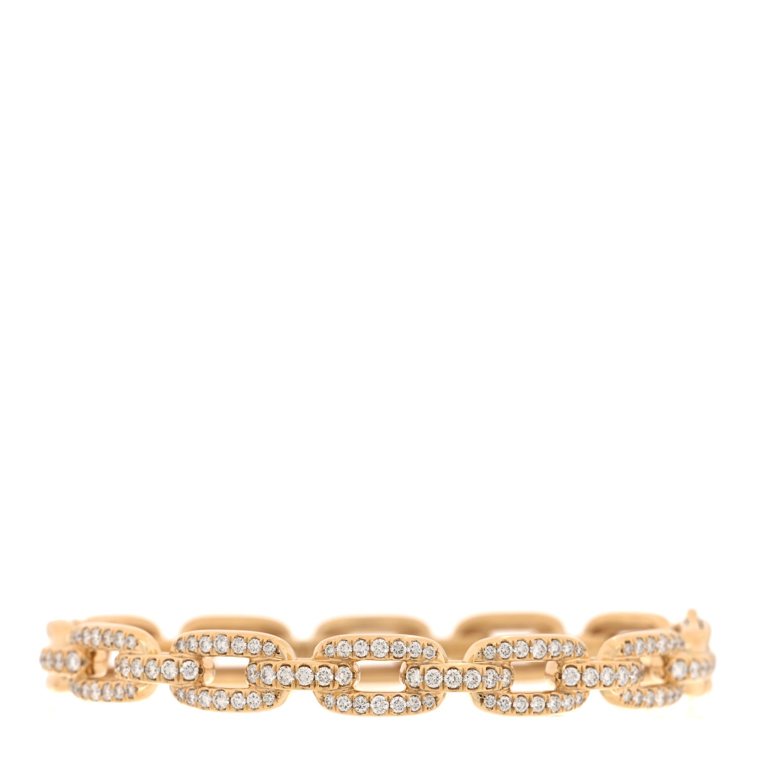 David Yurman 18K Yellow Gold Diamond 7mm Stax Chain Link Bracelet 1 of 3