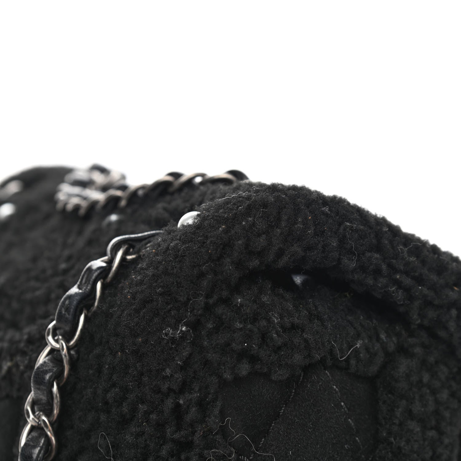 Chanel Shearling Lambskin Pearl Flap Black 11 of 13