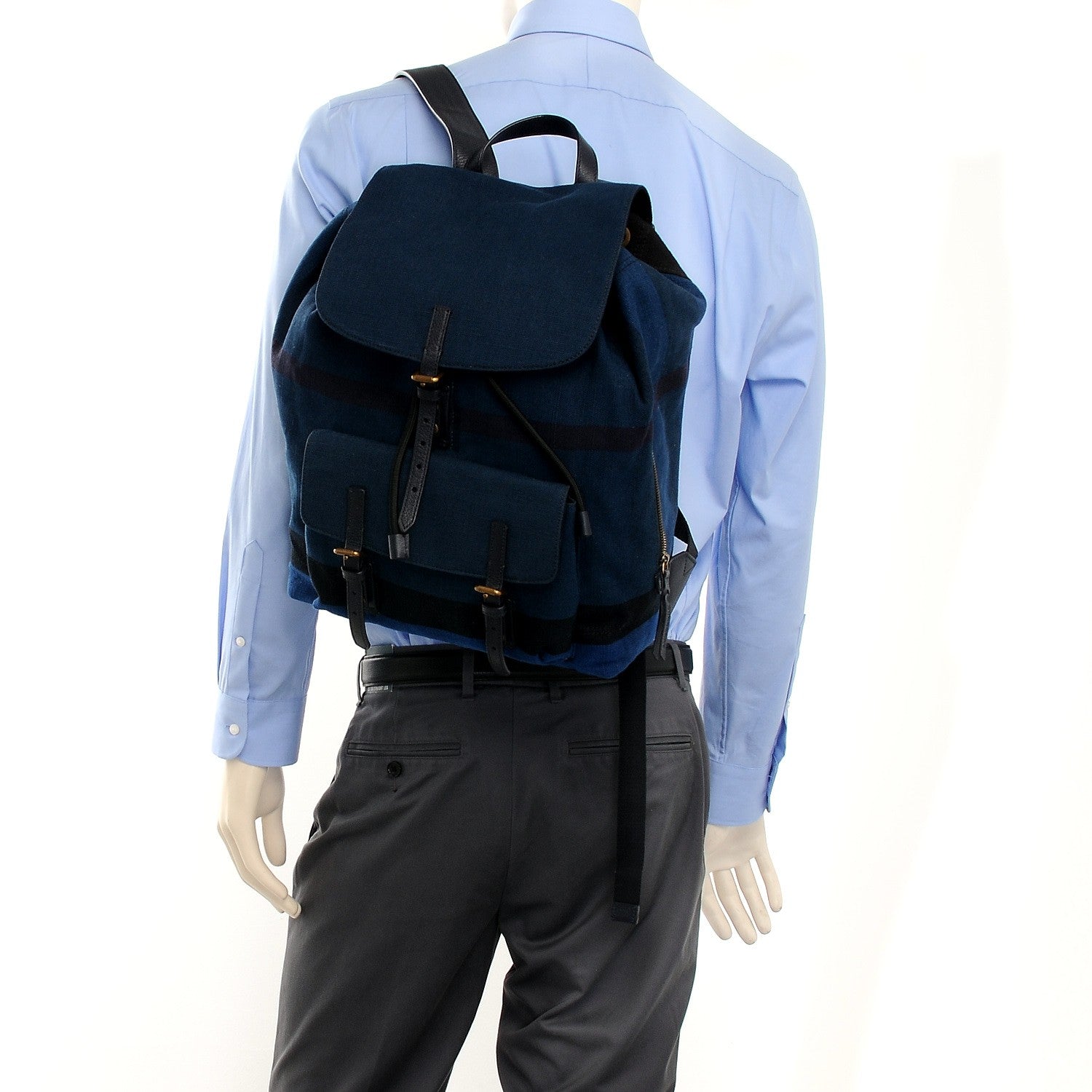 Burberry Overdyed Canvas Mega Check Small Brookdale Backpack Ultramarine Blue 2 of 8
