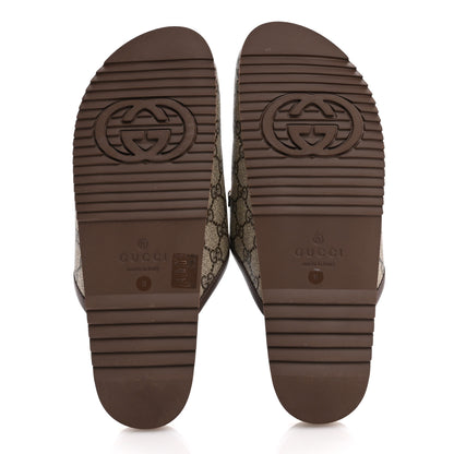 Gucci GG Supreme Monogram Miro Soft Calfskin Mens Horsebit Slippers 11 Beige Ebony New Acero 6 of 11