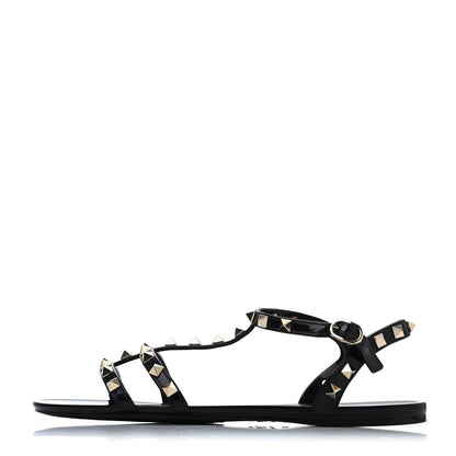 Valentino Garavani PVC Jelly Rockstud Caged Sandals 39 Black 1 of 4