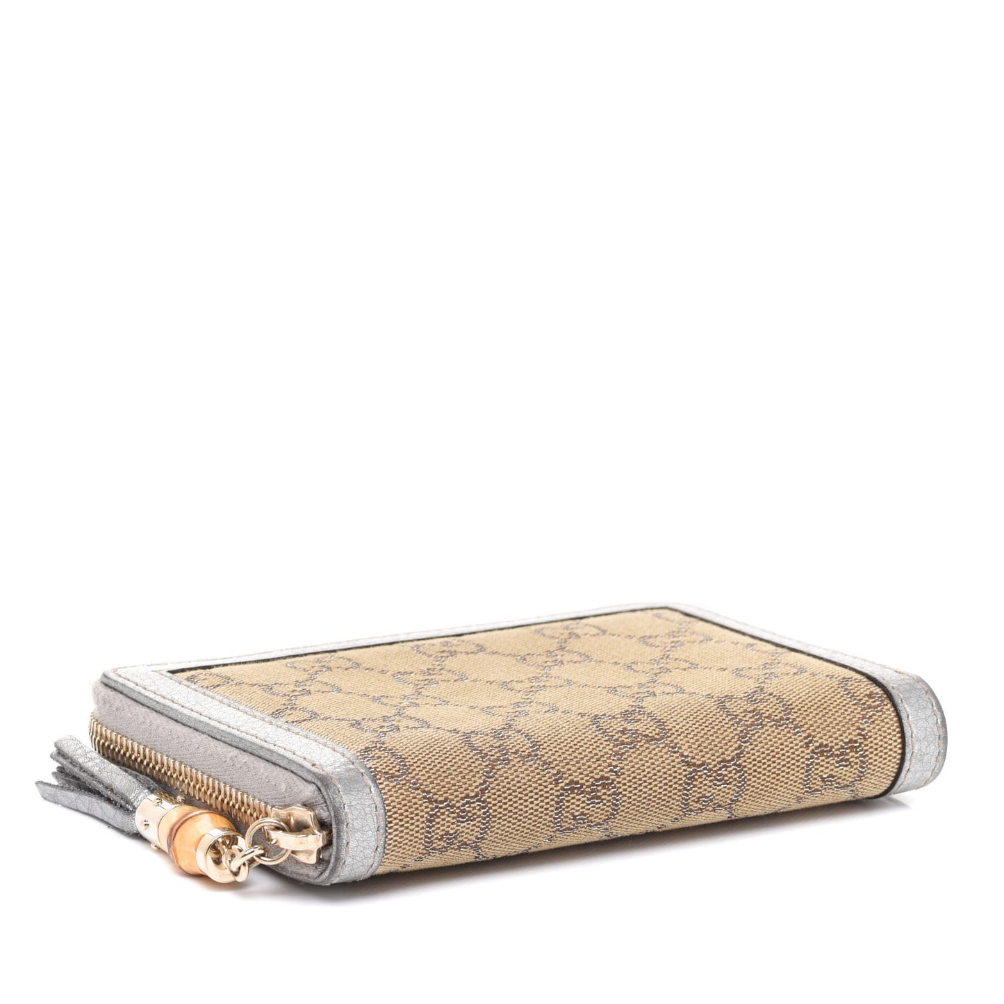 Monogram Bamboo Zip Around Compact Wallet Silver