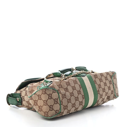 Gucci Monogram Horsebit Web Flap Bag Green 3 of 5