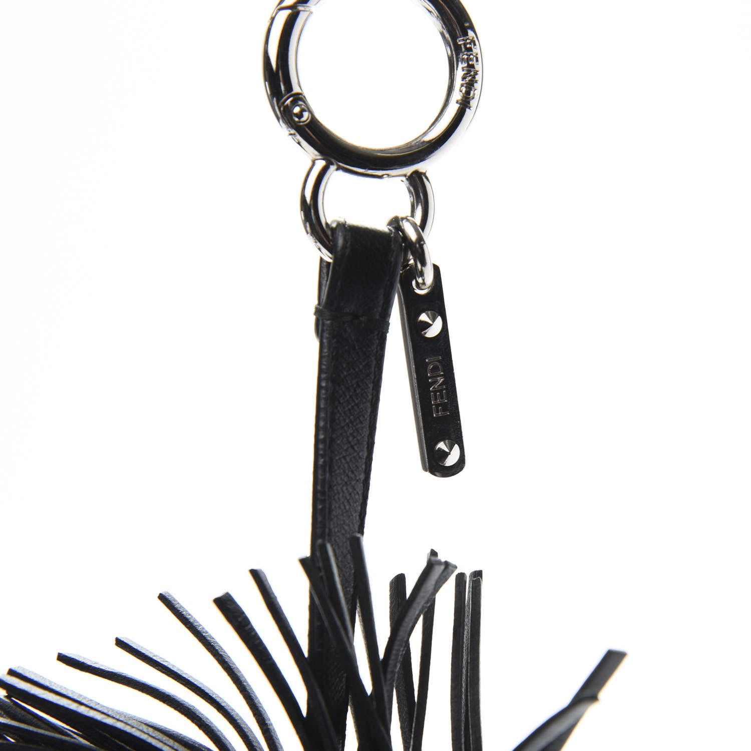 Fendi Fox Fur Shiny Nappa Bi-Color Super Karlito Pom Pom Bag Charm Moro Rosso Chiaro 5 of 5