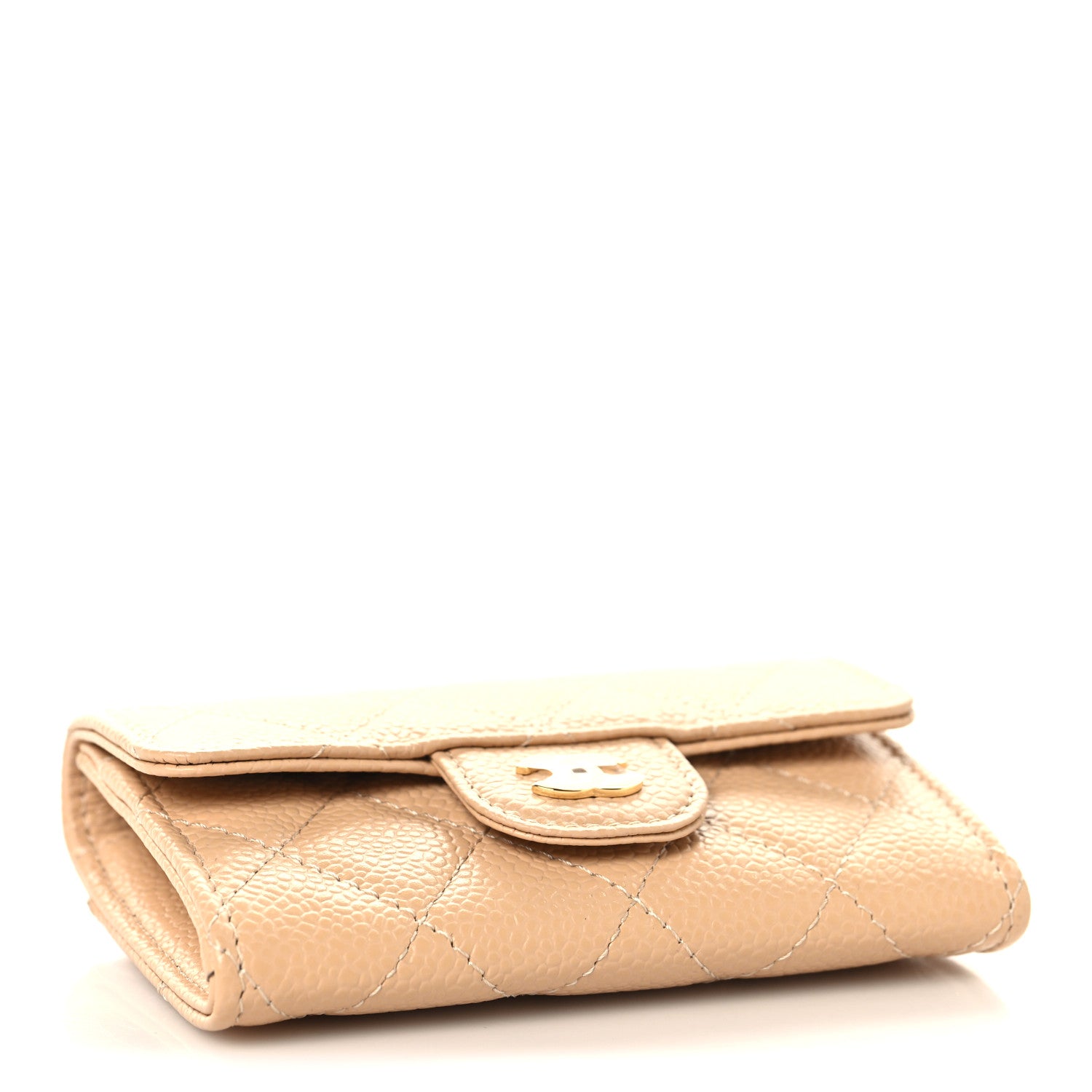 Chanel Caviar Quilted Flap Card Holder Wallet Beige 4 of 9