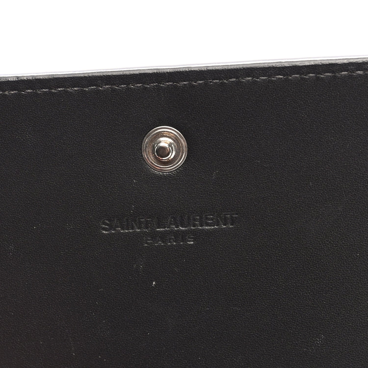 Saint Laurent Calfskin Crocodile Embossed Business Card Case Coal 6 of 7