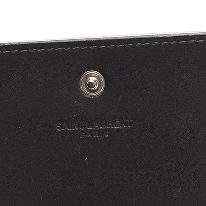 Saint Laurent Calfskin Crocodile Embossed Business Card Case Coal 6 of 7