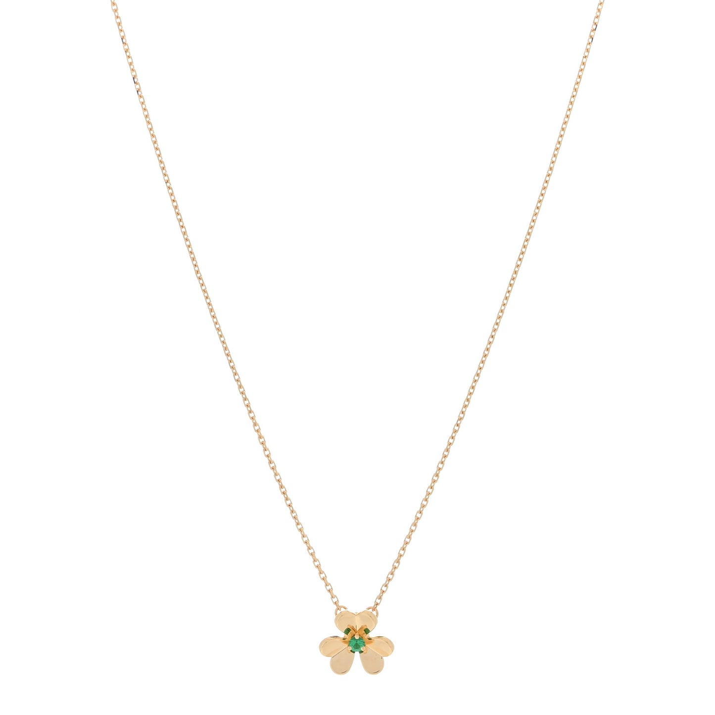 18K Yellow Gold Emerald Mini Frivole Pendant Necklace