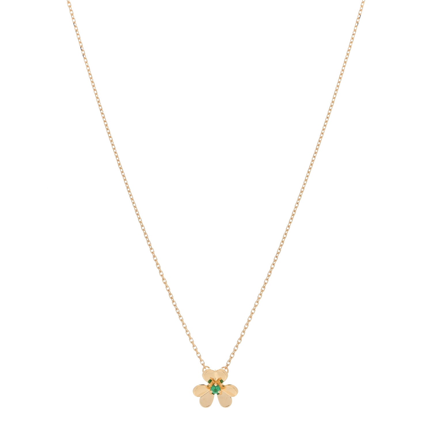 Van Cleef & Arpels 18K Yellow Gold Emerald Mini Frivole Pendant Necklace 1 of 3