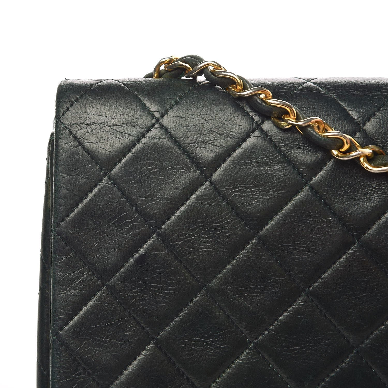 Chanel Lambskin Quilted Small Single Flap Dark Green 14 of 14