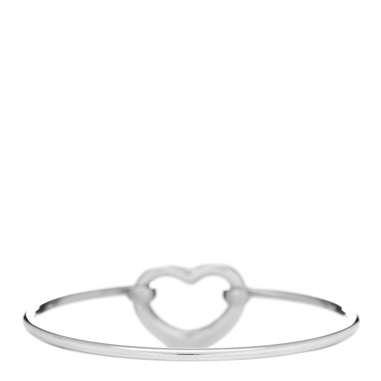 Sterling Silver Diamond Elsa Peretti Open Heart Bangle Bracelet