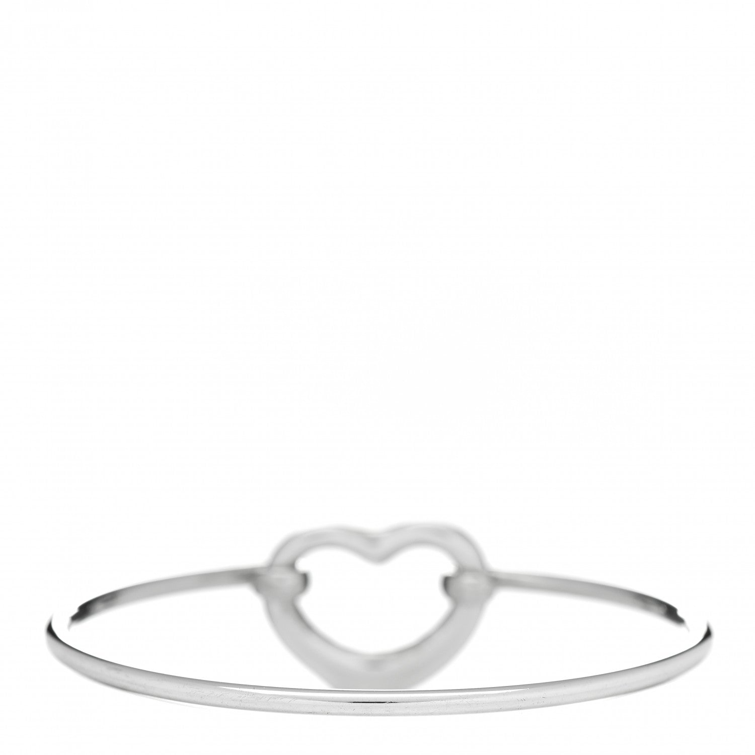 Tiffany Sterling Silver Diamond Elsa Peretti Open Heart Bangle Bracelet 3 of 4