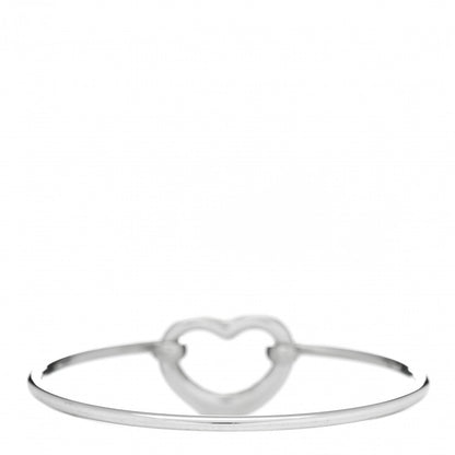 Tiffany Sterling Silver Diamond Elsa Peretti Open Heart Bangle Bracelet 3 of 4