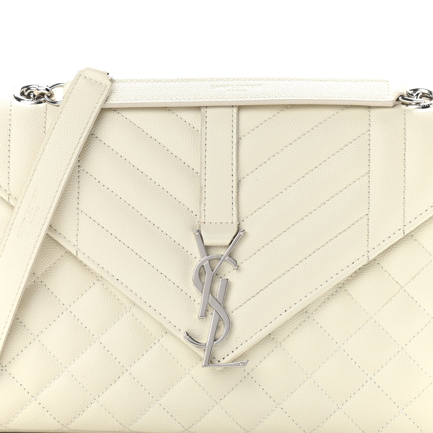 Grain De Poudre Textured Mixed Matelasse Medium Triquilt Monogram Satchel Porcellana