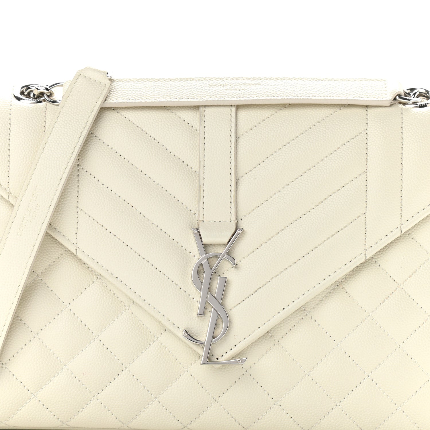 Saint Laurent Grain De Poudre Textured Mixed Matelasse Medium Triquilt Monogram Satchel Porcellana 6 of 11