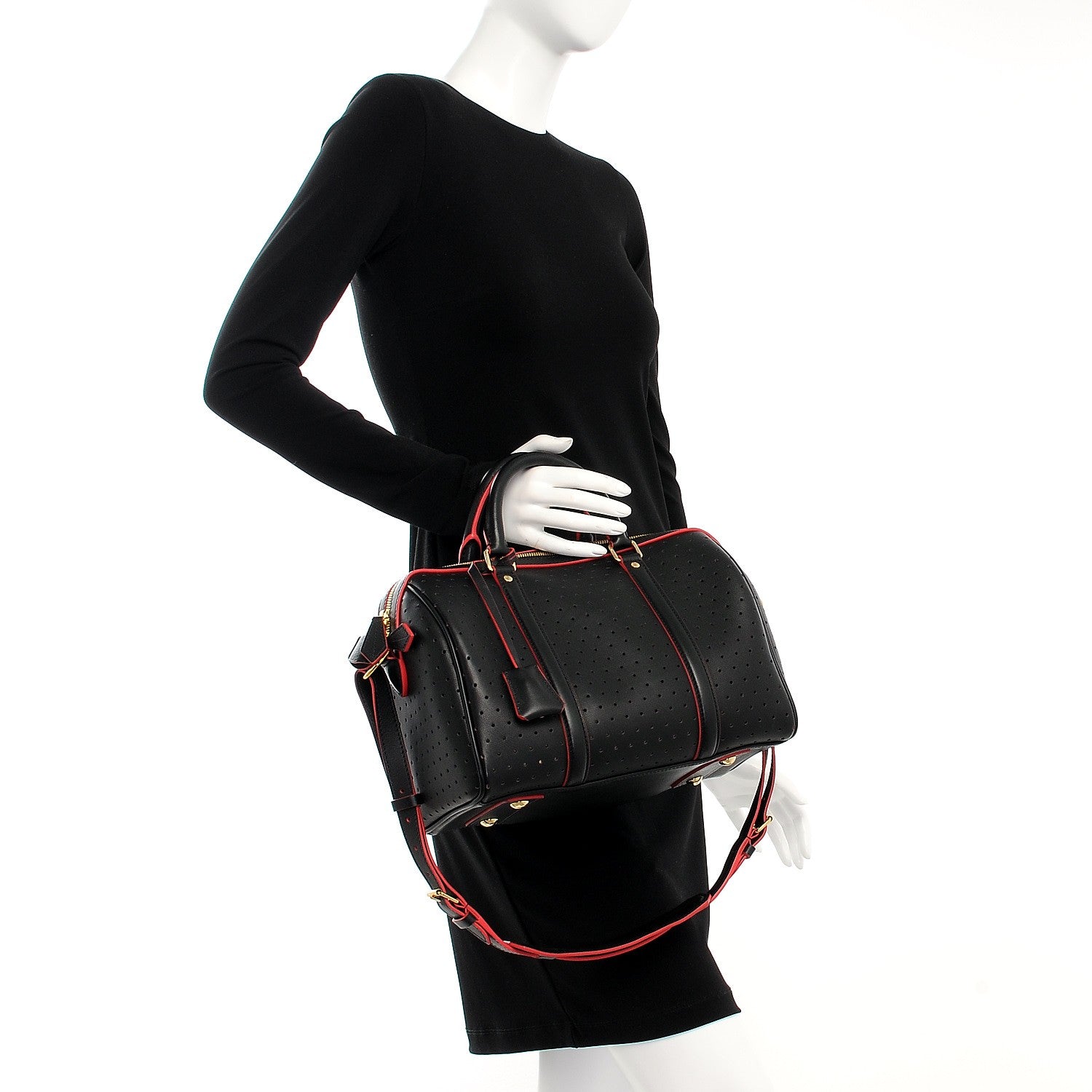 Louis Vuitton Veau Soie Calfskin Perforated SC Bag PM Black 3 of 7
