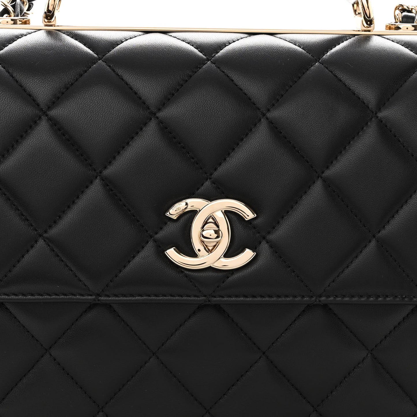 Lambskin Quilted Medium Trendy CC Flap Dual Handle Bag Black