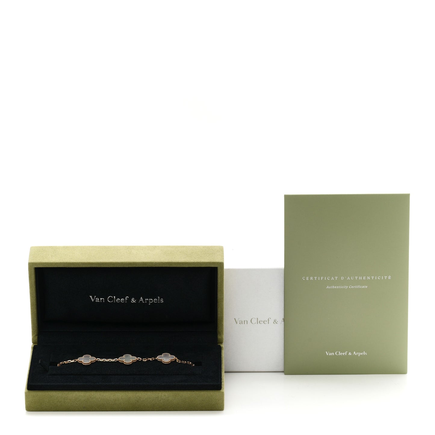 VAN CLEEF &amp; ARPELS 18K Yellow Gold Mother of Pearl 5 Motifs Vintage Alhambra Bracelet