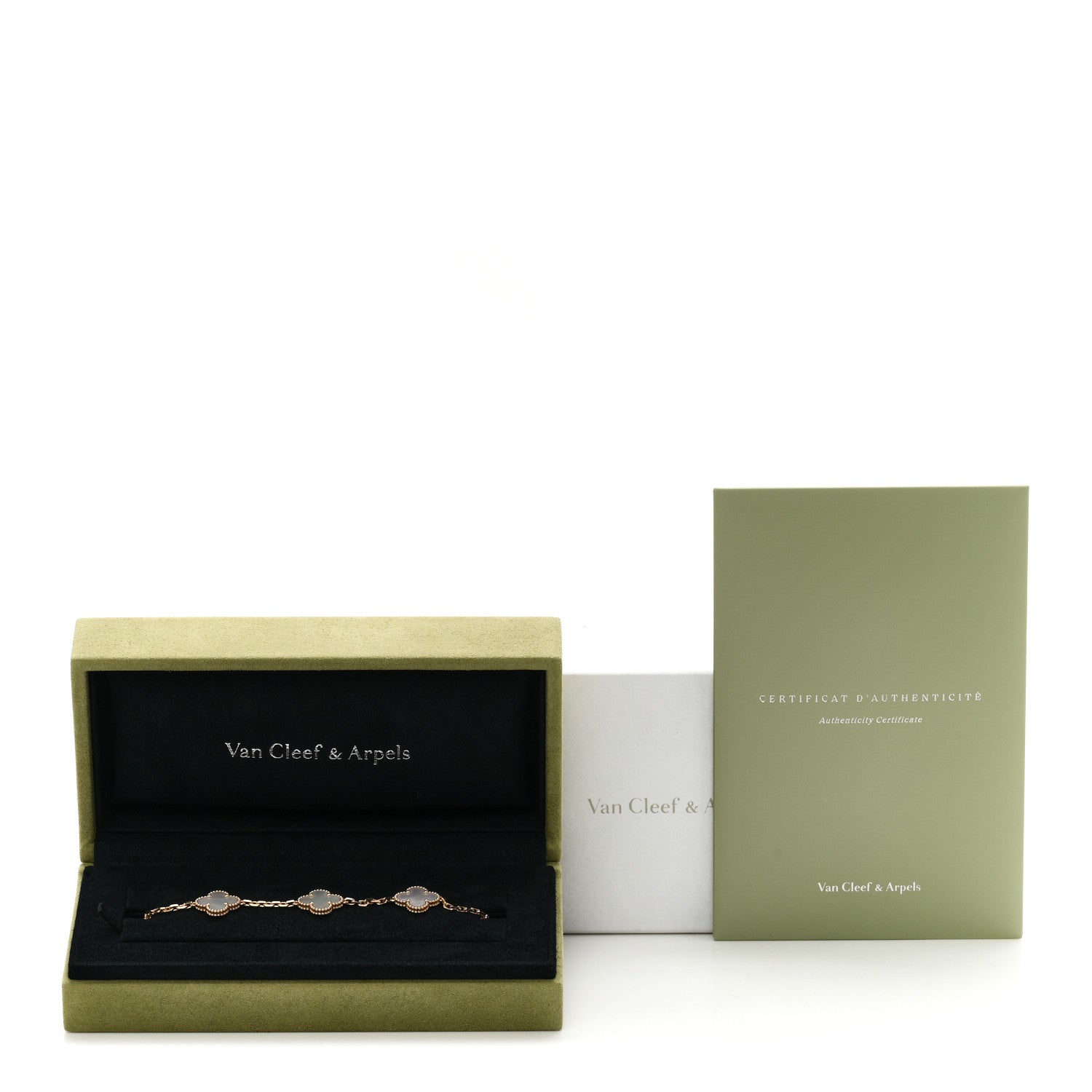 Van Cleef & Arpels VAN CLEEF &amp; ARPELS 18K Yellow Gold Mother of Pearl 5 Motifs Vintage Alhambra Bracelet 5 of 5