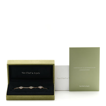 Van Cleef & Arpels VAN CLEEF &amp; ARPELS 18K Yellow Gold Mother of Pearl 5 Motifs Vintage Alhambra Bracelet 5 of 5