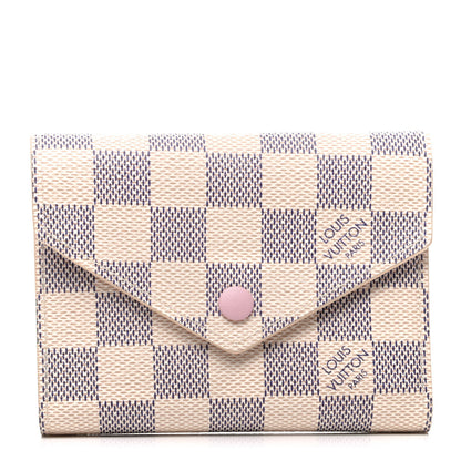 Louis Vuitton Damier Azur Victorine Wallet Rose Ballerine 1 of 8